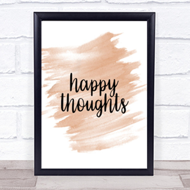Happy Thoughts Quote Print Watercolour Wall Art