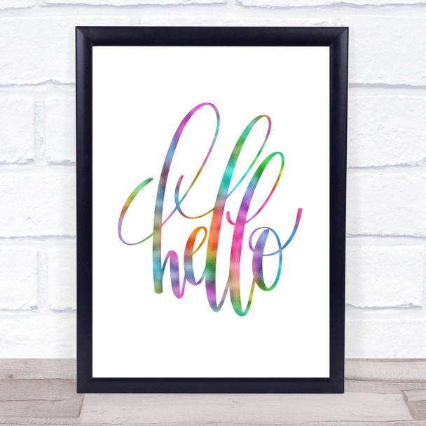 Hello Swirl Rainbow Quote Print