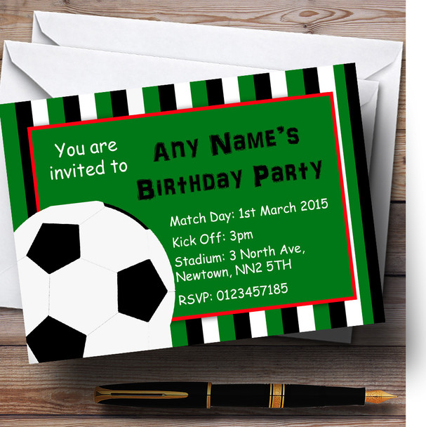 Stripy Football Personalised Birthday Children's Party Invitations