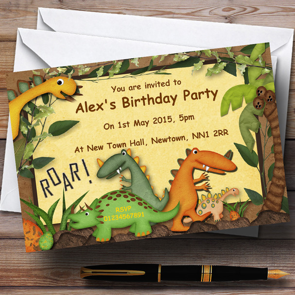 Dinosaur Jungle Personalised Birthday Party Invitations