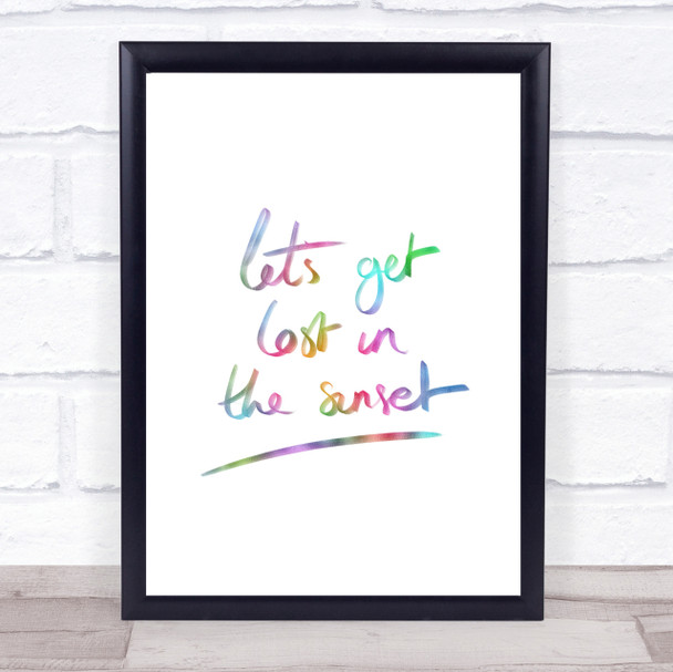Lets Get Lost Sunset Rainbow Quote Print