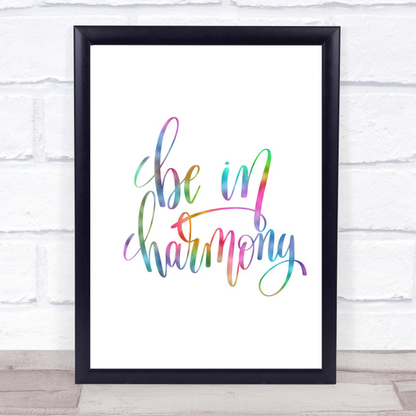 Be In Harmony Rainbow Quote Print