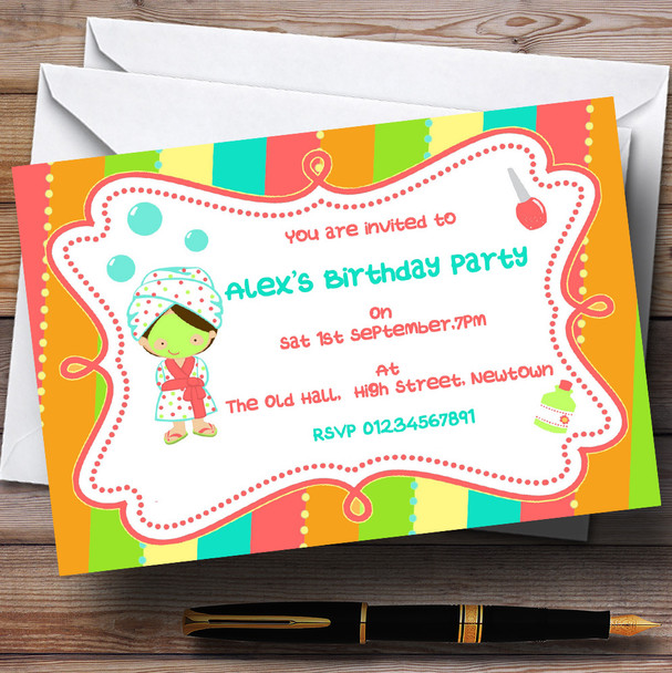 Facial Makeup Spa Theme Personalised Birthday Party Invitations