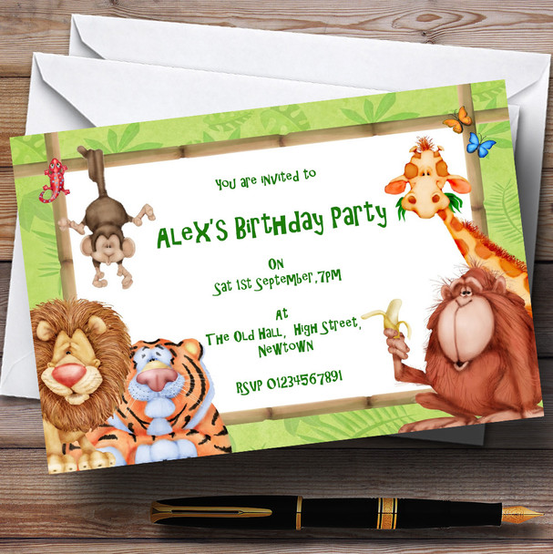 Lion, Tiger And Jungle Friends Theme Personalised Birthday Party Invitations