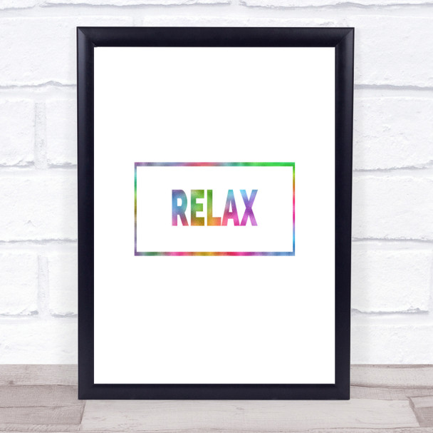 Relax Boxed Rainbow Quote Print