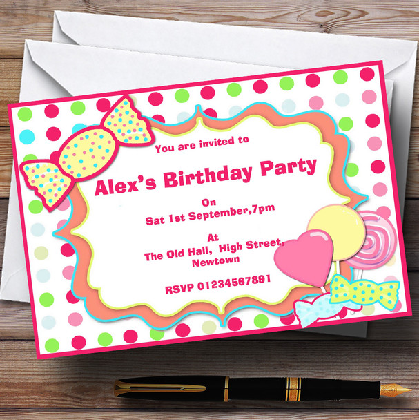 Sweety Tree Theme Personalised Birthday Party Invitations