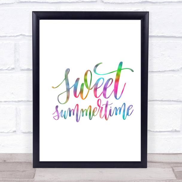 Sweet Summertime Rainbow Quote Print