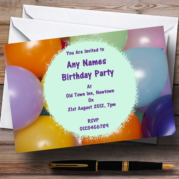 Party Balloons Personalised Children's Party Invitations