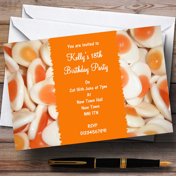 Fried Egg Sweets Personalised Children's Party Invitations
