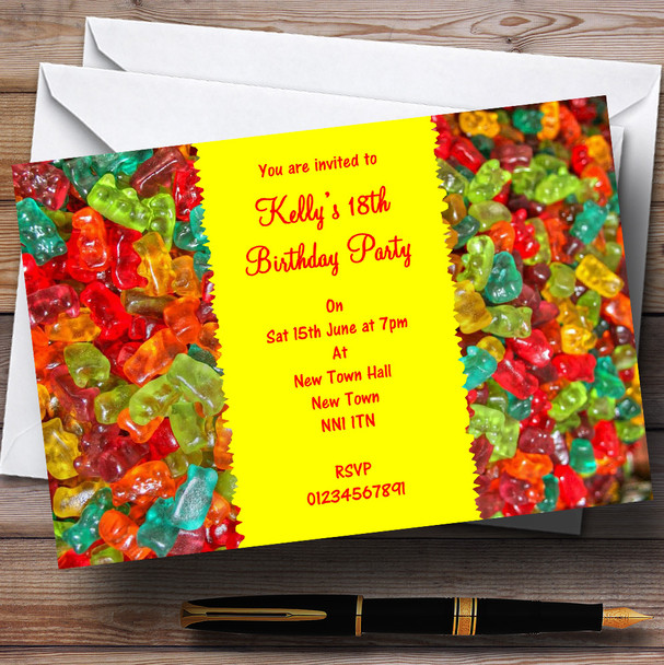 Gummy Bear Sweets Personalised Children's Party Invitations