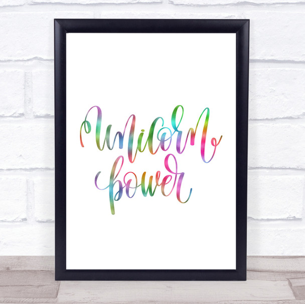 Unicorn Power Rainbow Quote Print