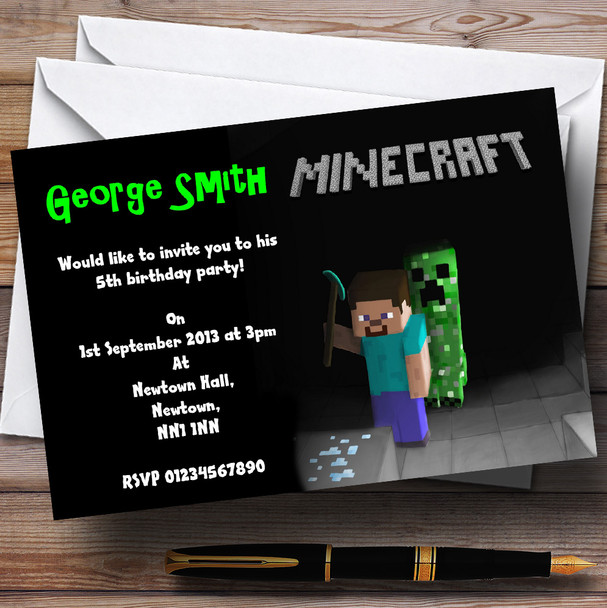 Cool Minecraft Personalised Children's Party Invitations