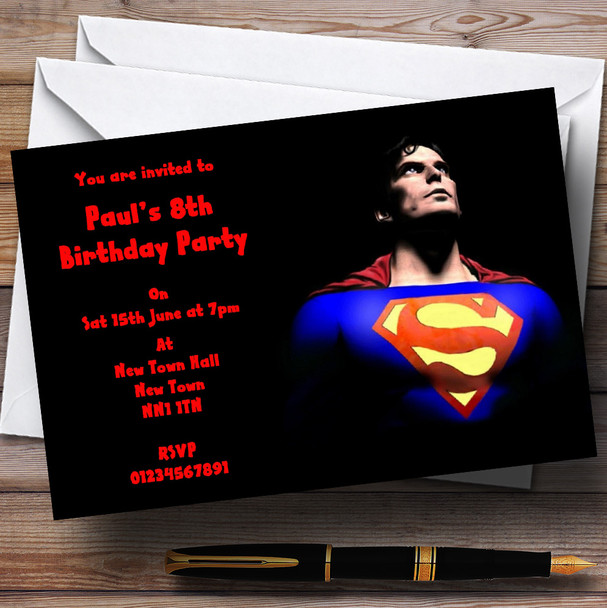 Black Superman Personalised Children's Party Invitations