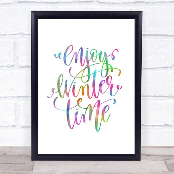 Christmas Enjoy Winter Rainbow Quote Print