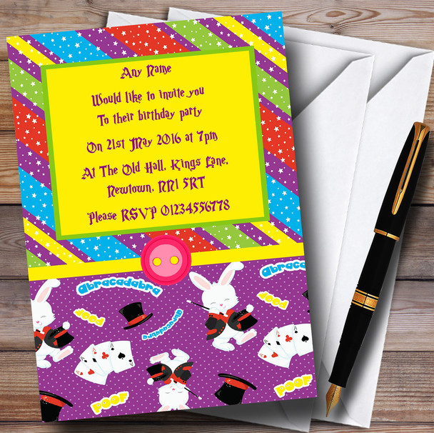Colourful Magic Show Personalised Children's Birthday Party Invitations