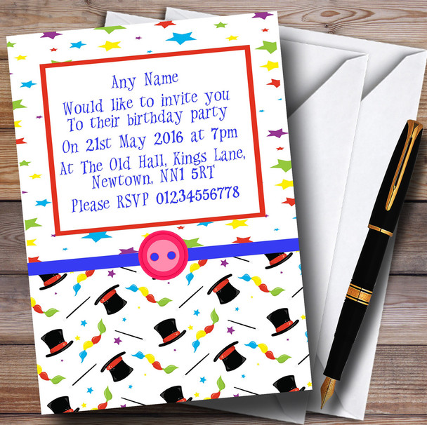 Colourful Magic Show Stars Personalised Children's Birthday Party Invitations