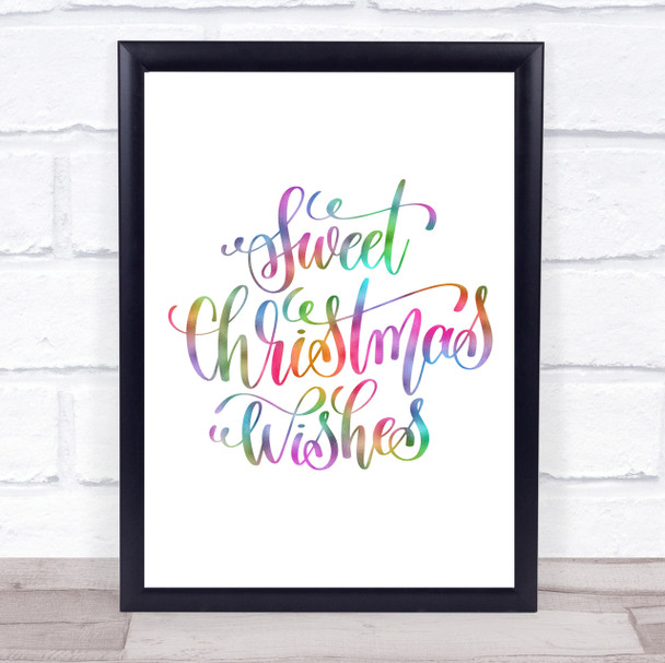 Christmas Sweet Xmas Wishes Rainbow Quote Print
