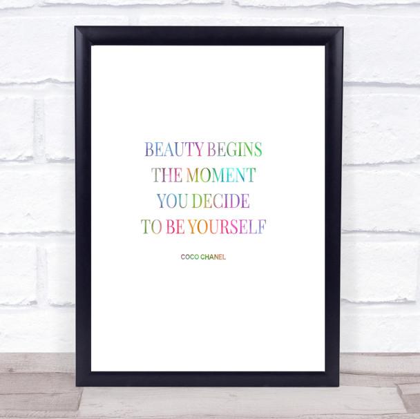 Coco Chanel Be Yourself Rainbow Quote Print