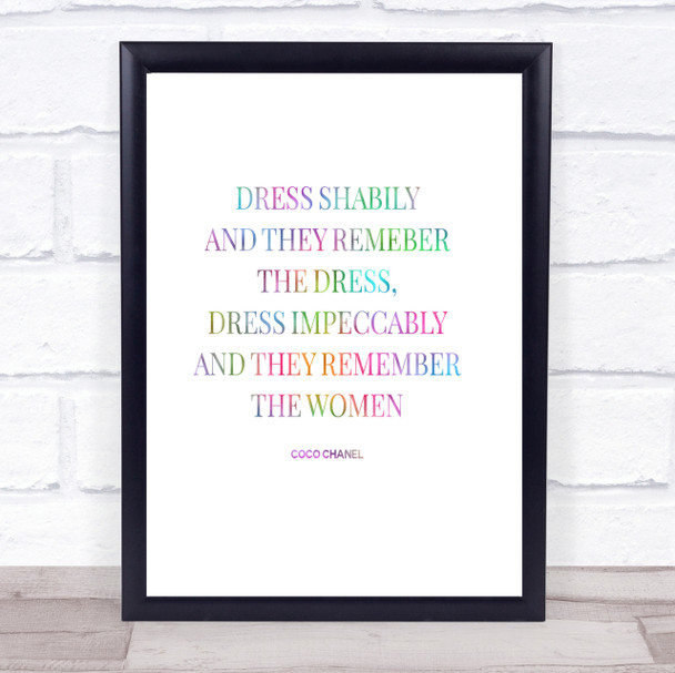 Coco Chanel Dress Rainbow Quote Print