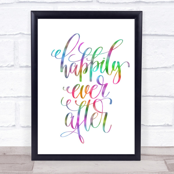 Happily Ever After Rainbow Quote Print