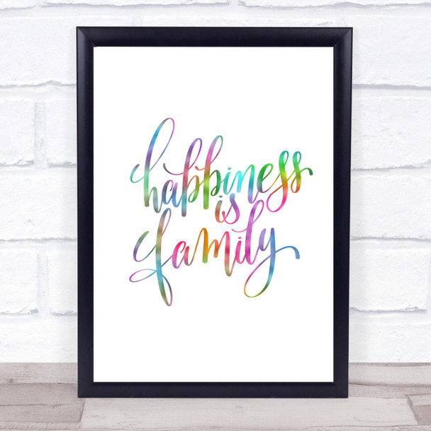 Happiness Is Family Rainbow Quote Print