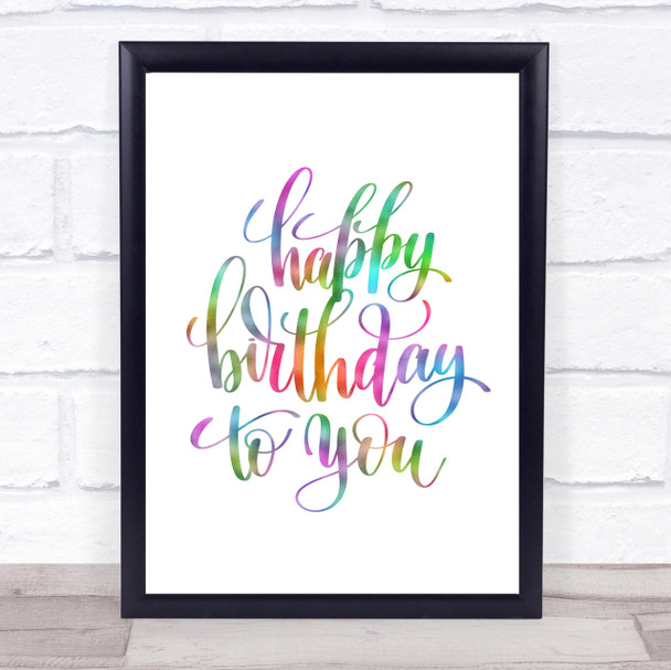 Happy Birthday To You Rainbow Quote Print