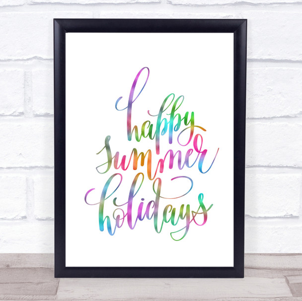 Happy Summer Holidays Rainbow Quote Print
