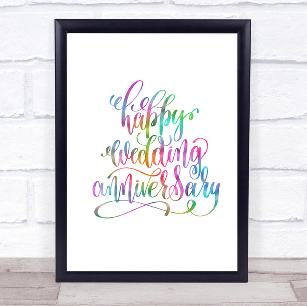 Happy Wedding Anniversary Rainbow Quote Print