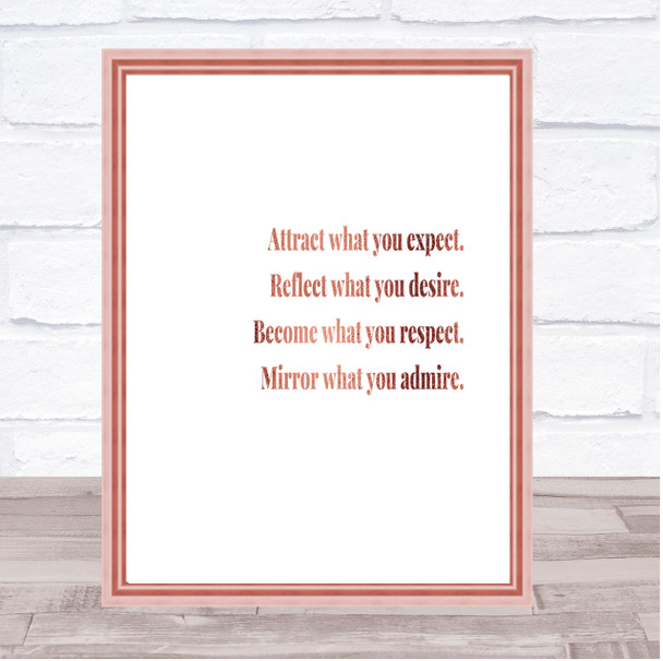 Attract What You Expect Quote Print Poster Rose Gold Wall Art