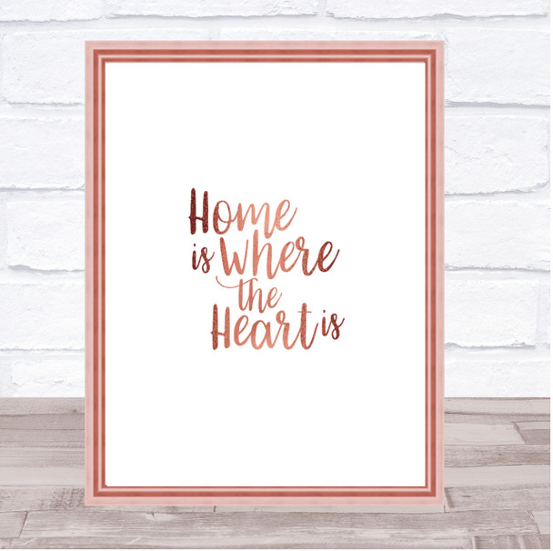 Home Is Quote Print Poster Rose Gold Wall Art