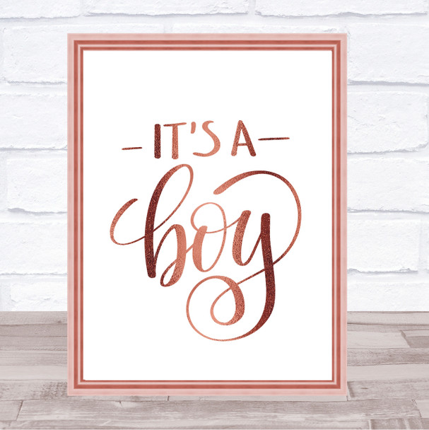 Its A Boy Quote Print Poster Rose Gold Wall Art
