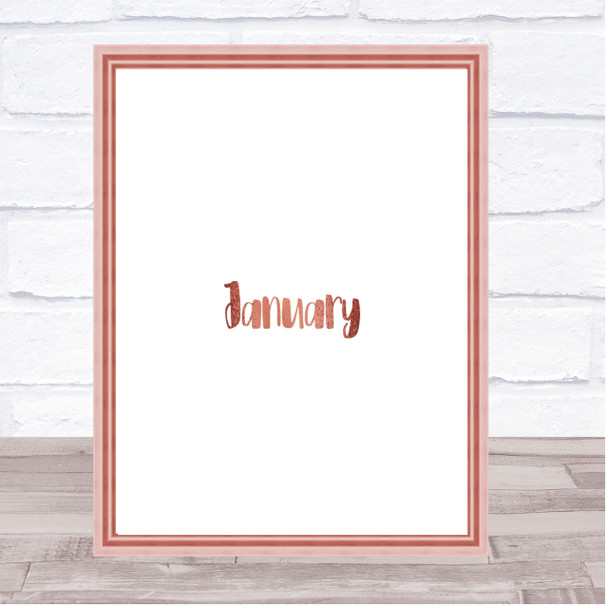 January Quote Print Poster Rose Gold Wall Art