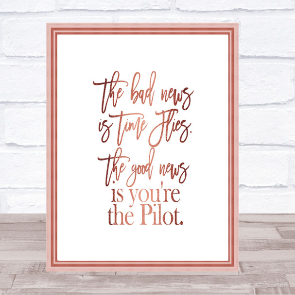 Bad News Quote Print Poster Rose Gold Wall Art