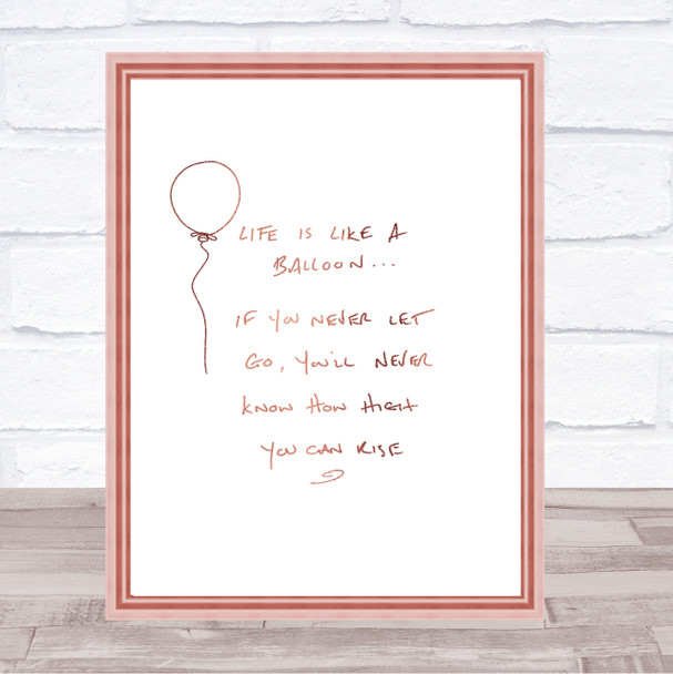 Balloon Quote Print Poster Rose Gold Wall Art