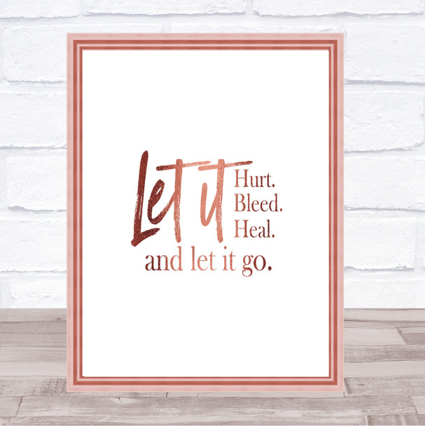Let It Go Quote Print Poster Rose Gold Wall Art