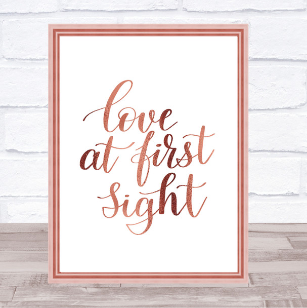 Love At First Sight Quote Print Poster Rose Gold Wall Art