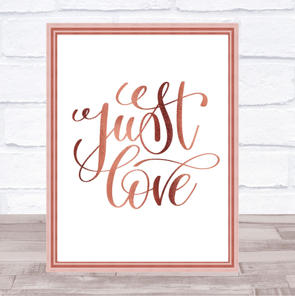 Love Swirl Quote Print Poster Rose Gold Wall Art