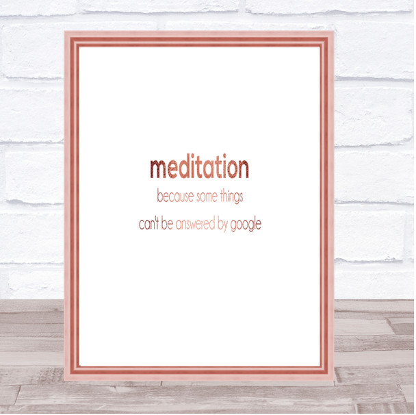 Meditation Quote Print Poster Rose Gold Wall Art
