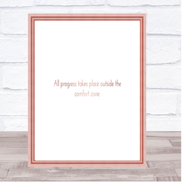 Outside The Comfort Zone Quote Print Poster Rose Gold Wall Art