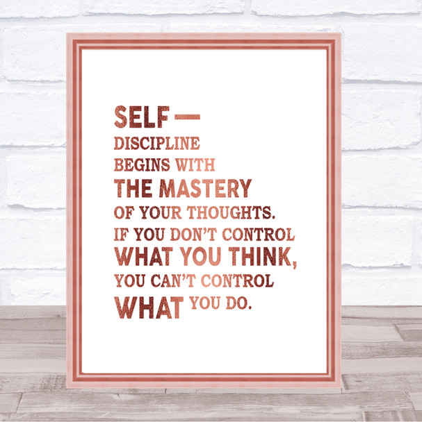 Self Discipline Quote Print Poster Rose Gold Wall Art
