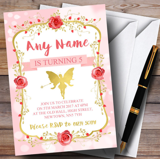 Pink Tinkerbell Pixie Fairy Children's Birthday Party Invitations