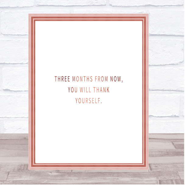 Thank Yourself Quote Print Poster Rose Gold Wall Art