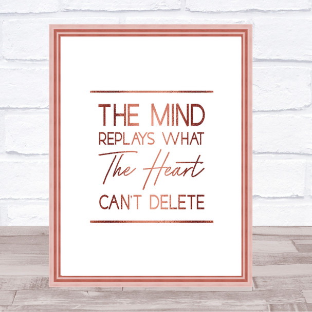 The Mind Replays Quote Print Poster Rose Gold Wall Art