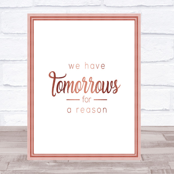 Tomorrows Quote Print Poster Rose Gold Wall Art