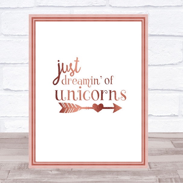 Unicorns Quote Print Poster Rose Gold Wall Art