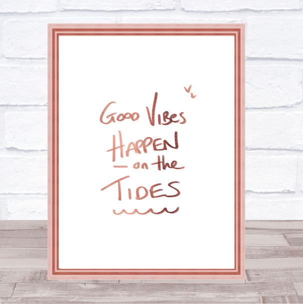 Vibes On The Tides Quote Print Poster Rose Gold Wall Art