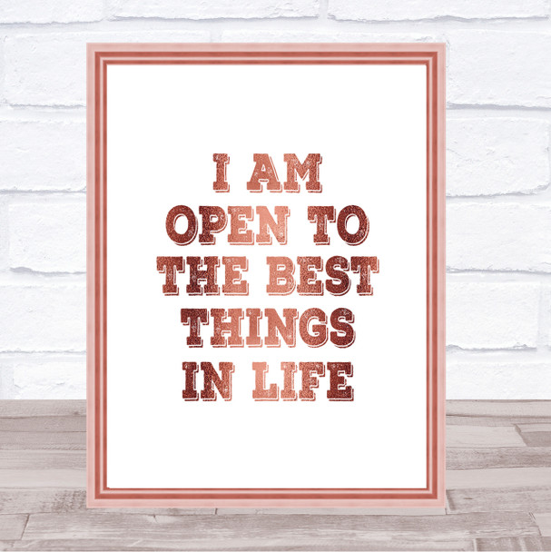Best Things In Life Quote Print Poster Rose Gold Wall Art