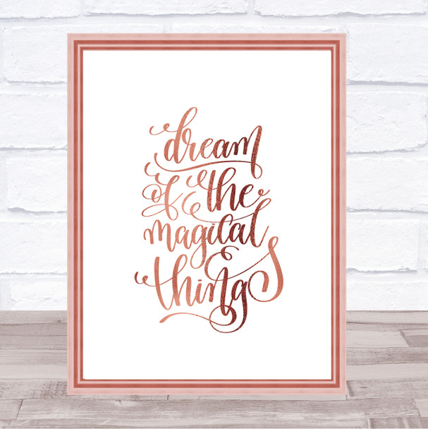 Christmas Dream Magical Quote Print Poster Rose Gold Wall Art