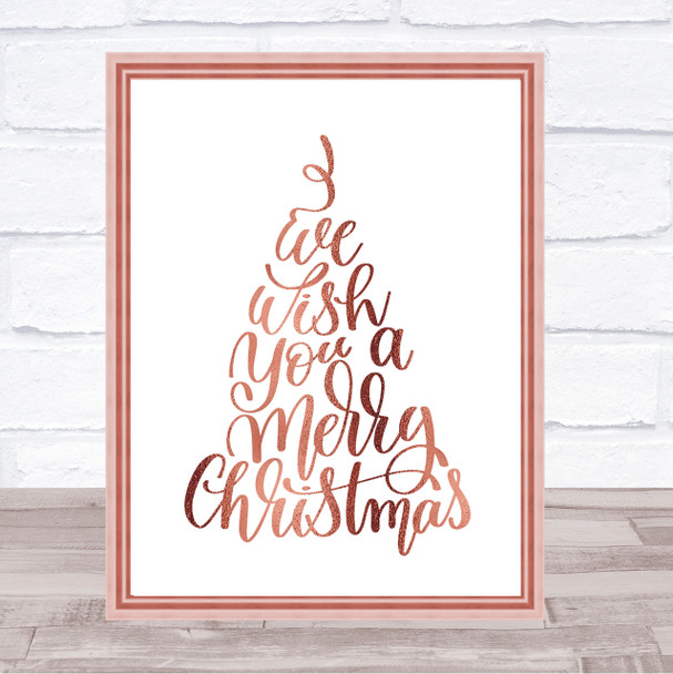Christmas I Wish You A Merry Xmas Quote Print Poster Rose Gold Wall Art