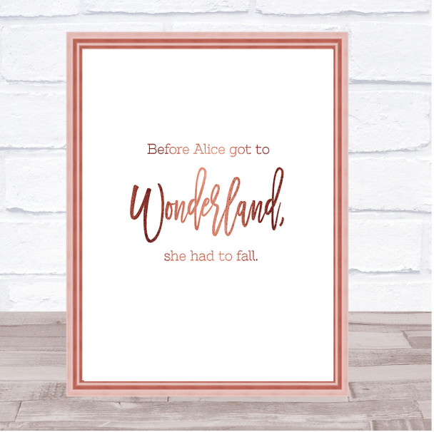 Alice Fail Quote Print Poster Rose Gold Wall Art